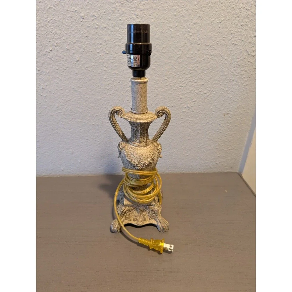 Berman Vintage Ornate Urn Table Lamp Crackle Glaze Resin 14